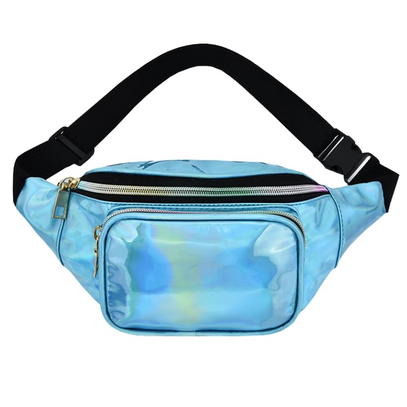 YUNHE Waist Bag Holographic Fanny Pack with PU Leather, Bumbag for Women Waterproof Fanny Pack for Outdoor Activities Exercise Running Hiking B8031# (B8031#-1)