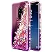 Galaxy S9 Plus Case w/[Full Cover Screen Protector Premium Clear], NageBee Glitter Liquid Quicksand Waterfall Flowing Sparkle Bling Diamond Cute Case Designed for Samsung Galaxy S9 Plus -Pink/Purple