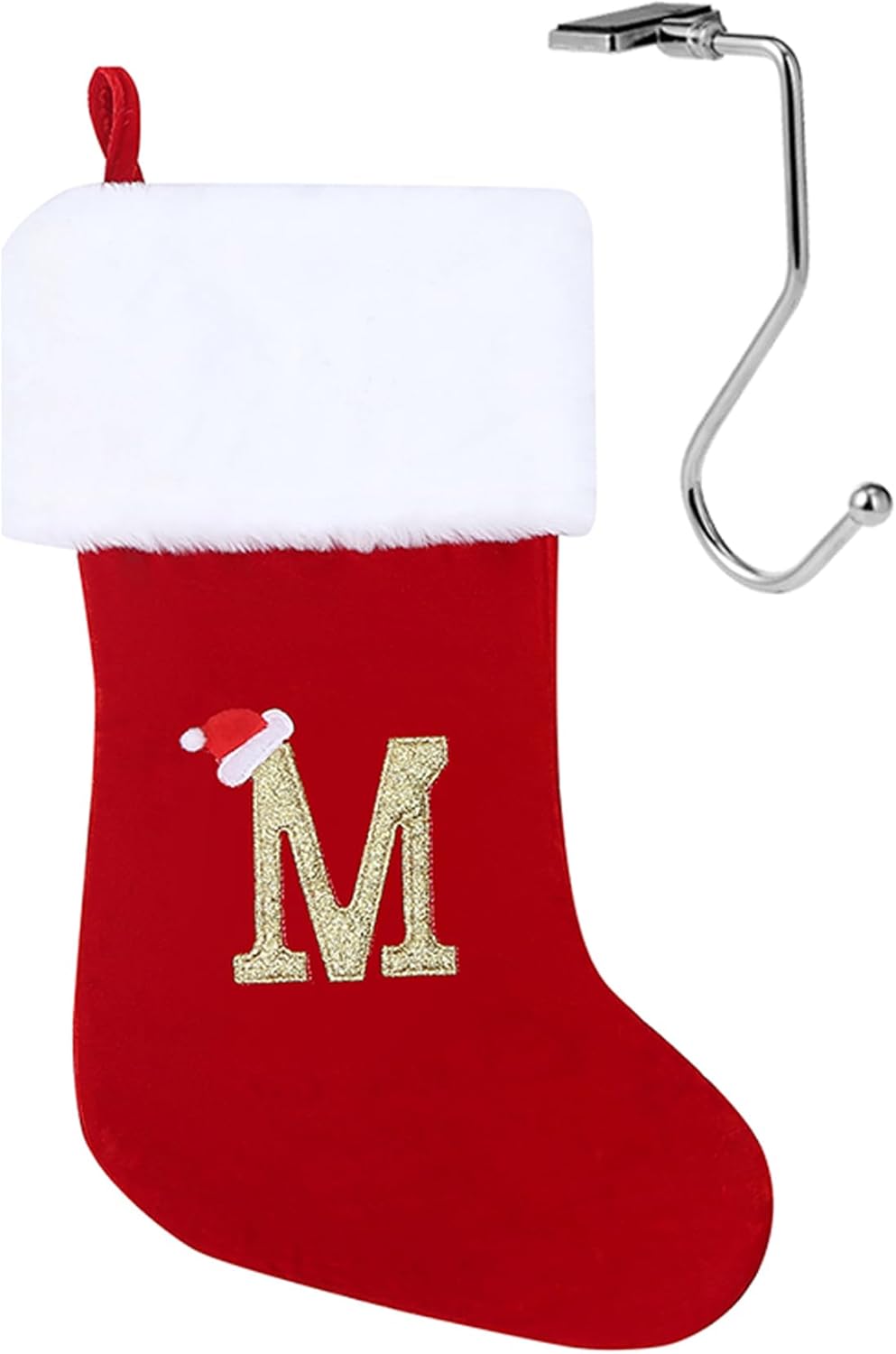 Stockings & Holders - infleesh 20 Inches Monogrammed Christmas Stockings with Letters,Super Soft Christmas Stockings Large Monogram Stockings Red Letter Stockings for Christmas Holiday Xmas Gift