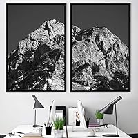 2 Piece Framed Canvas Wall Art Monochromatic Mountains Canvas Prints Home Artwork Decoration for Living Room,Bedroom - 16