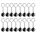 MagiDeal 16 Pieces Eight (8) Ball Key Chains / Billiards Pool Key Chain 25mm Black