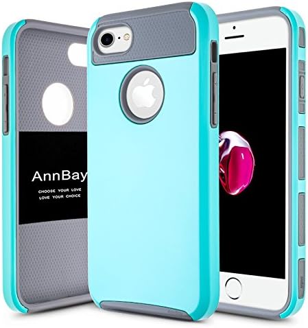 iPhone 7 Case, AnnBay 2in1 High Impact Hard Hybrid Dual Layer Shock-Absorbing Anti-Scratches Drop Protection Flexible TPU Scratch Resistant for Apple iPhone 7(2016) (Teal Blue+Grey)