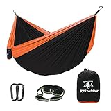 Single Hammock - PYS Parachute Camping Nylon Hammock with Tree Straps with Max 1000 lbs Breaking Capacity,Lightweight Carabiners Included For Backpacking or Hiking