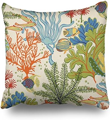 Decorativepillows 18 x 18 inch Throw Pillow Covers,Sea Life Cotton Pattern Double-Sided Decorative Home Decor Indoor/Outdoor Garden Sofa Bedroom Car Kitchen Nice Gift