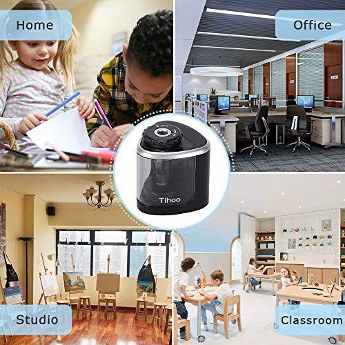 Electric Pencil Sharpener Battery Operated Automatic Pencil Sharpener with 1PC Replacement Blades, Manual and Electric Free to Switch, Anti-Slip, Black