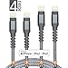 AHGEIIY iPhone Charger Cable,MFi Certified Lightning Cable- 5Pack[3.3/6.6/0.5FT] Nylon Braided Fast Charging Cable Compatible iPhone X, 8,7,6,6s Plus, 8, 7, 6, 6s, iPad,iPod and More - Grey
