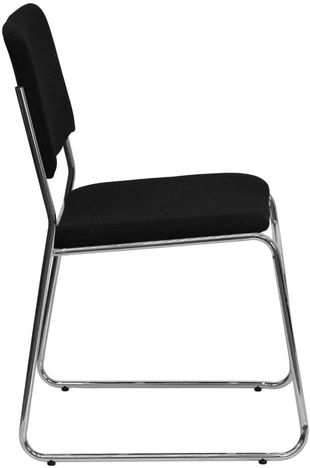 Flash Furniture HERCULES Series 500 lb. Capacity Black Fabric High Density Stacking Chair with Chrome Sled Base: Furniture & Decor