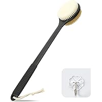 VANZAVANZU 17 Inch Anti-Slip Long Handle Back Scrubber for Shower – Dual-Sided Shower Brush and Shower Back Scrubber with Sof