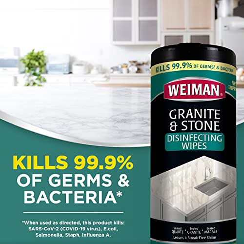 Weiman Granite Cleaner and Polish 30 Wipes For Granite Marble Soapstone Quartz Quartzite