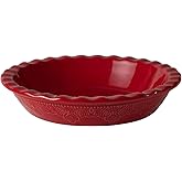 Fun Elements Pie Pan, 9 Inch Ceramic Pie Dish, Deep Dish Pie Pan with Lace Emboss, Ruffled Pie Plate for Baking, Thanksgiving