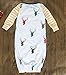 Newborn Baby Coming Home Outfit Stripe Long Sleeve Deer Print Gown Sleepwear+Hat size 0-6 Months/60 (White)