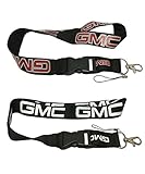 Set 1pcs Red Word GMC + 1pcs White Word GMC Auto Lanyard Workout Gear Office And Auto Car Keychain Accessories Motorbike Superbike Lanyard With Webbing Strap Quick Release Buckle