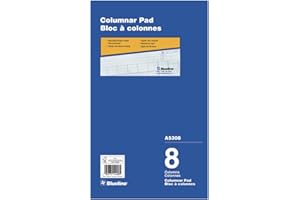 Blueline Columnar Pad, Glued Top Binding, Flexible Blue Cover, 8 Columns with Description, 50 Sheets, 8-1/4-Inch x 14-Inch (A
