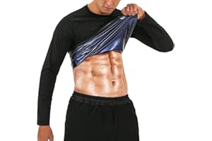 BXVX Sauna Shirt for Men Sweat Suit long Sleeve Compression T-Shirt Weight Loss Body Shaper Shirts for Workout Sports Exercise