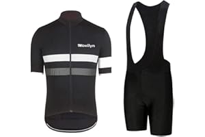 MOXILYN Men's Bike Clothing Set Cycling Jerseys Road Bicycle Shirts Kit + Bib Shorts Quick-Dry Full Zipper Riding Clothes