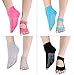 Amandir 4 Pairs Non Slip Yoga Socks Non Skid Yoga Pilates Barre Toeless Socks with Grips for Women
