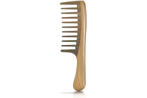 BESTOOL Wide Tooth Comb, Extra Large Natural Sandalwood Wide Tooth Comb Detangler for Curly Long Thick Wet or Dry Hair Anti-s
