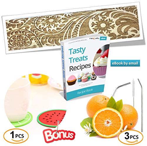 Paisley Embossed Rolling Pin 16" Engraved Rolling Pin for Baking + BONUS – Cute and Lightweight Wooden Rolling Pin for Kids and Adults to Make Cookie Dough – Attractive Professional Cookie Decoration