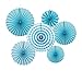 MOWO Blue Paper Fans Hanging Decoration (Aqua Blue,White, 6pc)