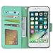 Arae Case for iPhone 7 Plus/iPhone 8 Plus, Premium PU Leather Wallet Case with Kickstand and Flip Cover for iPhone 7 Plus (2016) / iPhone 8 Plus (2017) 5.5 inch - Green