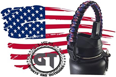 Hydro Flask Handle For Wide Mouth Bottle - Durable Paracord Carrier, Secure Design Accessories, Survival Strap Cord with Safety Ring and Carabiner, Premium Quality (red,white,blue)
