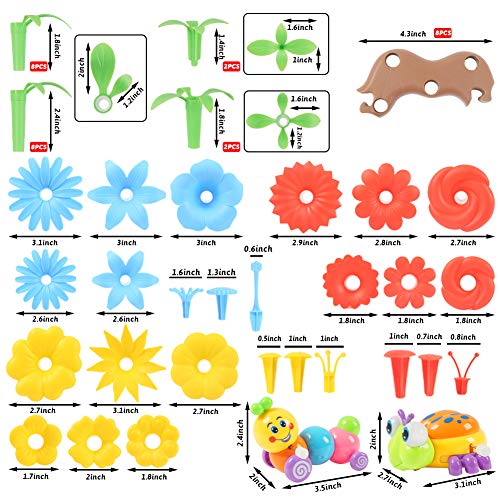BigOtters Flower Garden Building Toys, 60PCS Stem Toy Educational Stacking Game Playset Gardening Pretend Gift for Girls