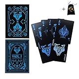 Vitality Life Waterproof Playing Cards Plastic PVC 55pcs/deck, Wolf Poker Cool Playing Cards, Black Playing Cards Trick Magic Cards Games for Magic Party Cardistry or More
