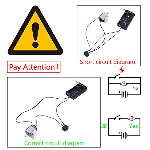 6 Set DC Motor Mini Electric Motor 1.5-3V 15000RPM with 2 x 1.5V AA Battery Holder Case with Motor Mounting Bracket Holder and 1.2M Copper Wire for DIY Electric Car by Topoox