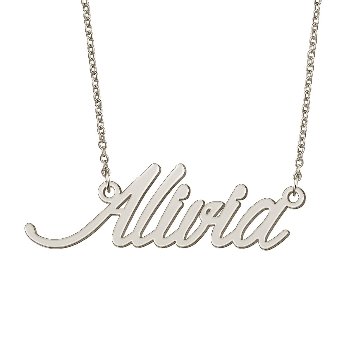 BYBWBL Alivia Name Pendant Necklace Silver Color