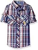 U.S. Polo Assn. Big Boys' Long Sleeve Plaid Two Pleated Pocket Sport Shirt, Placid Blue, 10/12