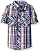 U.S. Polo Assn. Little Boys' Long Sleeve Plaid Two Pleated Pocket Sport Shirt, Placid Blue, 5/6