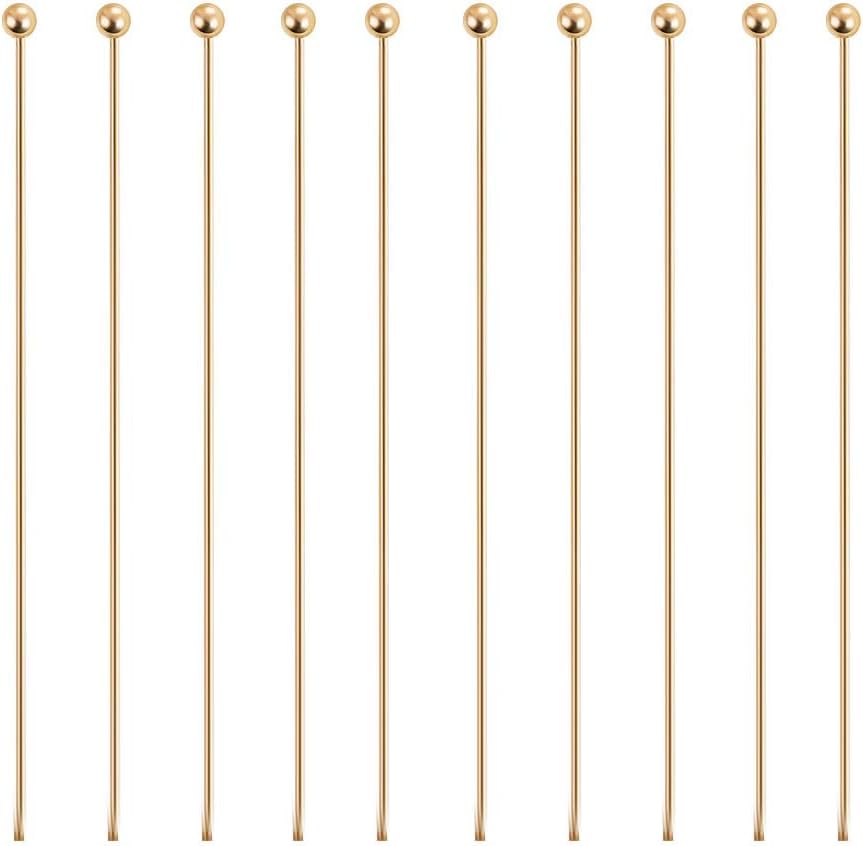 BENECREAT 100PCS 18K Real Gold Plated Brass Ball Head Pins