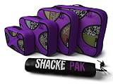 Shacke Pak - 5 Set Packing Cubes - Travel Organizers with Laundry Bag (Orchid Purple)