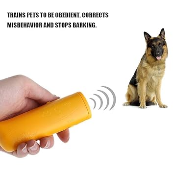 Zenuss 3 in 1 Anti Barking Stop Bark Device Portable Handheld Ultrasonic Pet Dog Repeller Control Training Device Trainer With LED Yellow