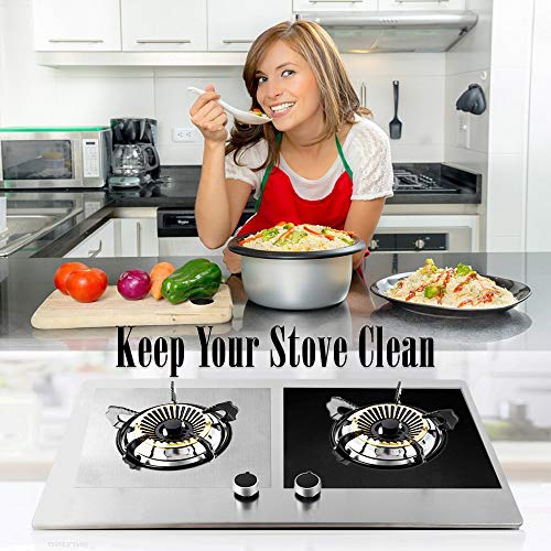 Gas Range Stove Burner Covers (8 Pack Set) Heat-Resistant, Non-Stick Cooking Surface Protectors | PTFE-Coated Fiberglass | Reusable, Easy Clean Kitchen Accessory (Black)