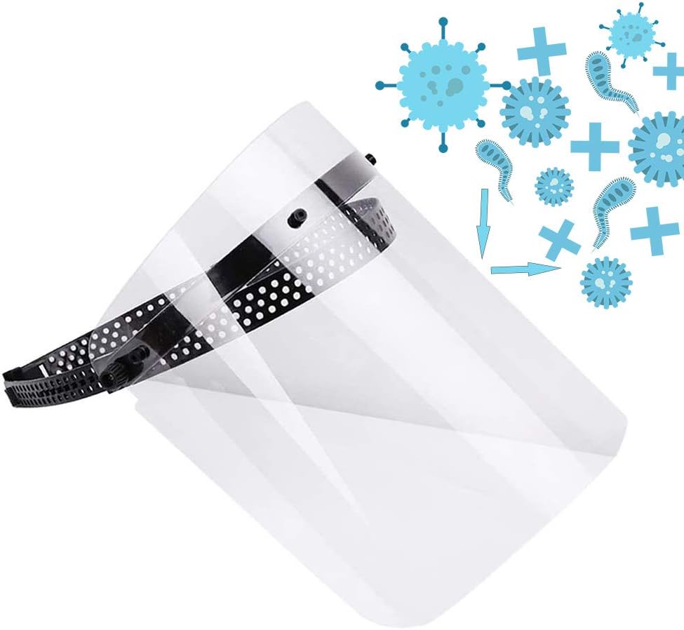 Pcongreat Adjustable Safty Face Shield, Transparent Protective Shield Dust-Proof Anti Splash Fog Full Face Cover Face Shield with Protective Visor, Face Product Black