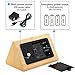 OCT17 Wooden Wood Clock, New Version LED Alarm Digital Desk Clock Adjustable Brightness, Alarm Time, Displays Time Date Temperature - Bamboo