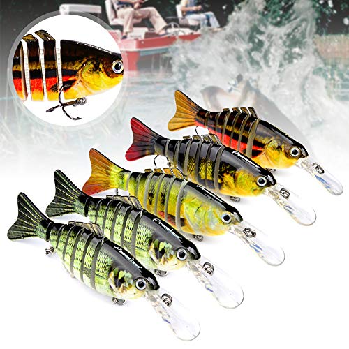 Tzutogether 5 Pièces Leurres De Pêche, Leurres De Pêche En Mer Avec 2 Crochets Aigus Super Tranchants Réaliste Coule Lentement Kit De Pêche Pour Leurres De Brochet Jaune Doré Et Poisson De Mer