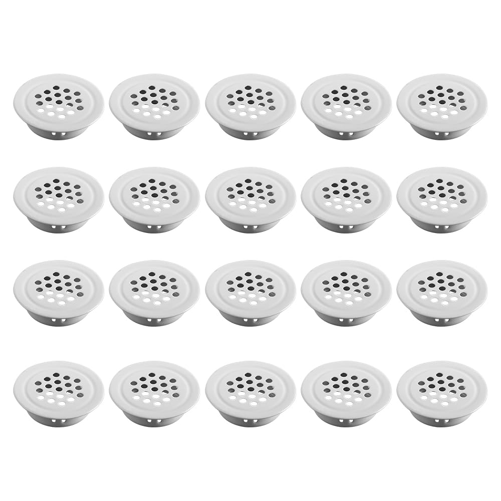 20Pcs Stainless Steel Ventilation Grille 19mm, Circular White Air Vent Hole Ventilation Mesh Cover for Cabinet Wardrobe Shoe Cupboard