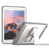 YOUMAKER New iPad 9.7 Case 2018/2017, Heavy Duty Kickstand with Built-in Screen Protector Full-body Shockproof Protective Case Cover for Apple iPad 9.7 inch 2017/2018 5th/6th Gen (White/Gray)