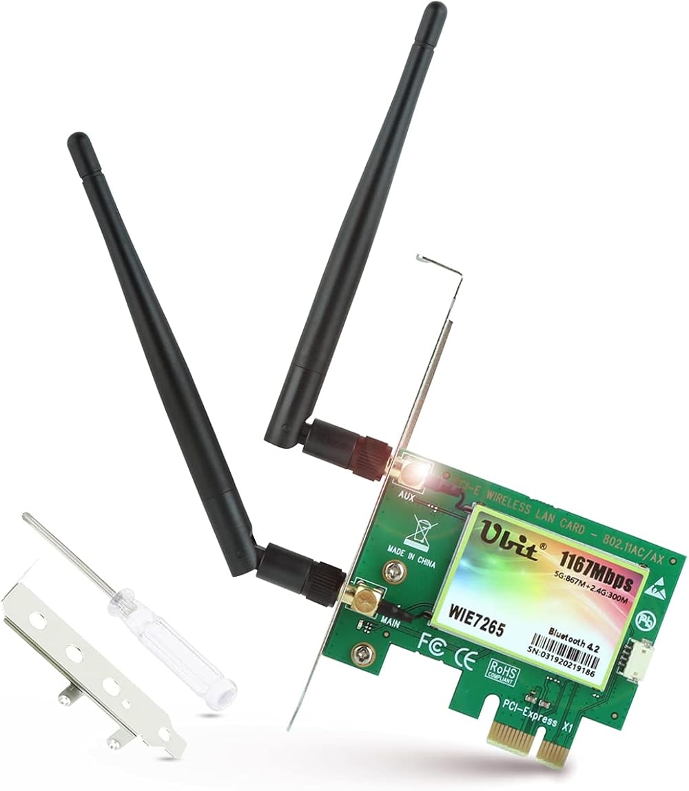 Ubit AC 1200Mbps Wireless PCIe Card 5GHz/2.4GHz Bluetooth 4.2 Dual Band