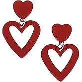 Sacina Gothic Red Heart Stud Earrings, Gothic Punk Grunge Emo Earrings, Goth Jewelry, Halloween Christmas Jewelry Gift For Women