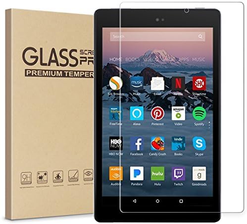 Fire HD 10 Screen Protector, Tempered Glass Screen Protector Film for All-New Fire HD 10 Tablet (7th 2017 Release) [9H Hardness] [Crystal Clear] [Scratch Resist] [Bubble Free](1-Pack)