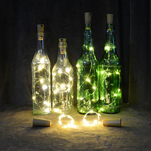 Homeleo Wine Bottle Cork Lights Copper Wire String Lights for Wedding, Festival, Party Decor (6Pack, Warm White)