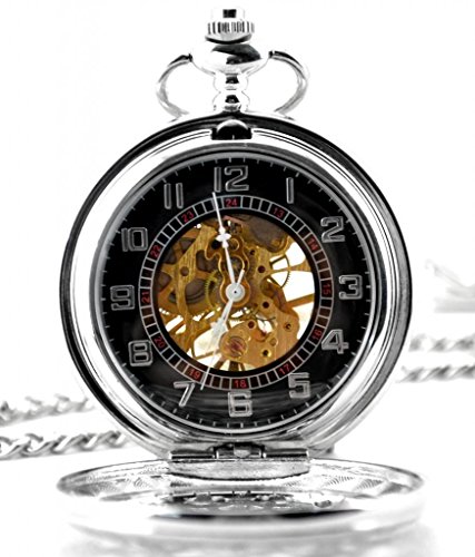 Infinite U Heart Shape Silver Spider Web Hollow Skeleton Steel Mechanical Movement Pocket Watch