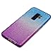 BestAlice for Galaxy S9 Plus / S9+ Case, Front + Back 360 Degree Slim Fit Full Coverage Protective Soft Ombre Clear Crystal Gel TPU Case, Blue & Purple & Silver Bling Glitter Film