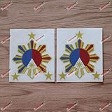 Eight-ray Sun Stars Philippines Flag Vinyl Decal Sticker - 2 Pack, Reflective 8 Inch, For Car, Laptop, Window