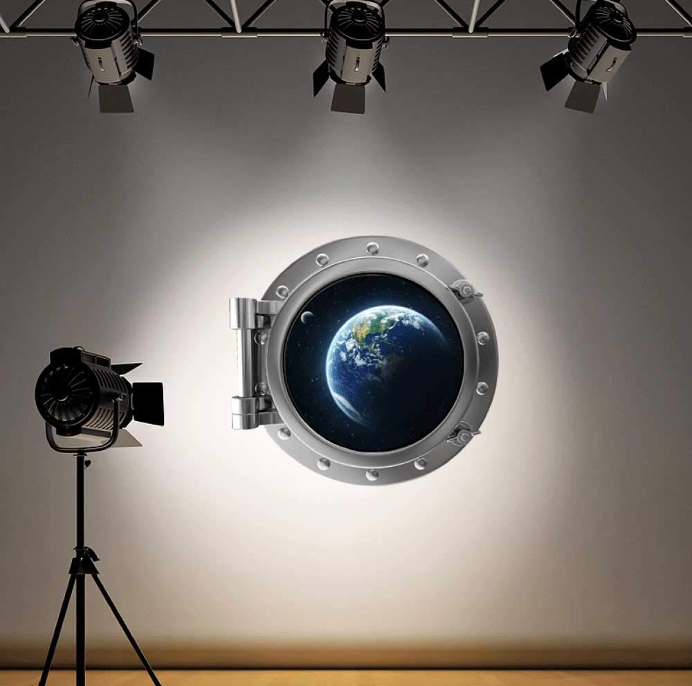 60 Second Makeover Limited Full Colour Earth Space Porthole Wall Sticker Decal Kids Bedroom Decoration