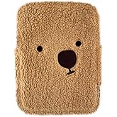 Kimhachan Pluffy Ha-Chan Tablet Pouch 11 inch - Tablet Sleeve Kindle Pouch Bag Case 9 10 inch E-Readers Embroidered Cute Character Puffy Korean Goods for Women (Brown)