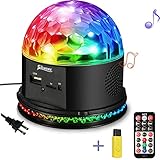 Disco Party Light, SOLMORE Disco Lights for Parties Rotating Ball Lamp LED Stage Lighting DJ Supplies RGB Sound Activated MP3 Play USB with Remote for Christmas Bar Halloween Show Birthday Decoration
